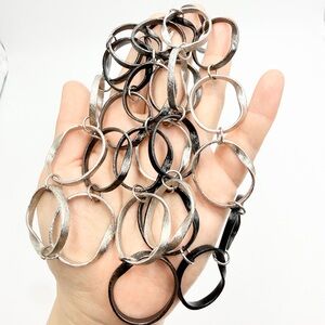 Chico’s Silver Tone Gunmetal Link Necklace 40” Long Statement Necklace